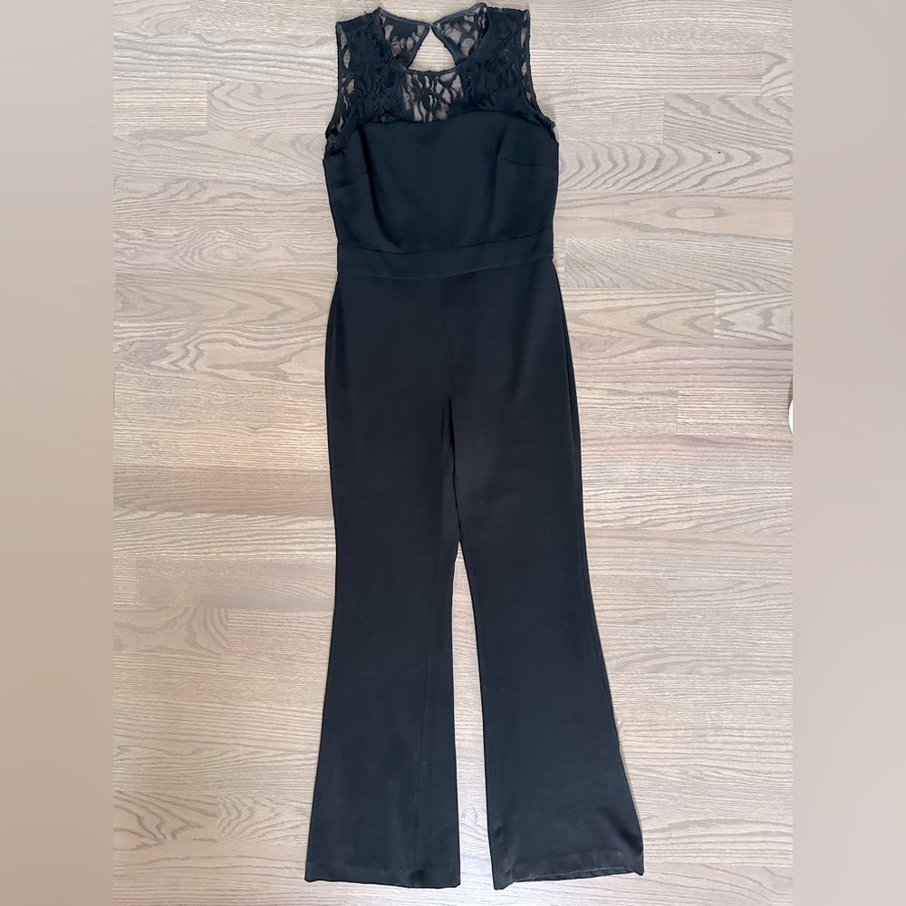 Taylor Lace Top Flare Leg Jumpsuit Black